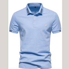 Men's Embroidered Striped Short Sleeve Polo