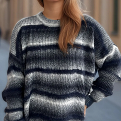 Gradient Round Neck Dropped Shoulder Sweater