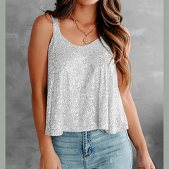 Sequin Scoop Neck Tank