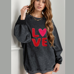 Valentine's Day LOVE Round Neck Long Sleeve Sweatshirt
