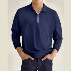 Men's Full Size Collared Neck Long Sleeve Polo Plus Size