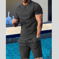 Men's Plus Size Minimalist Crew Neck Tee and Shorts Set
