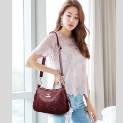 Soft Leather Textured Ethnic Style Simple Versatile Large Capacity Shoulder Messenger Bag