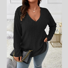 Plus Size V-Neck Long Sleeve T-Shirt
