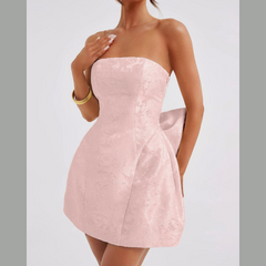 Lace-Up Sleeveless Satin Mini Dress with Bow