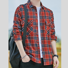 Plus Size Men's Casual Plaid Button-Down Shirt