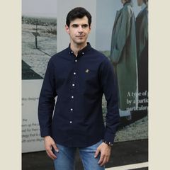 Men's Full Size Button-Down Shirt with Embroidered Detail Plus Size