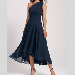Ruched A-Line Midi Dress