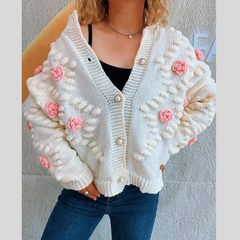 Floral Button-Front Long Sleeve Cardigan