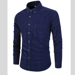 Men's Full Size Corduroy Long Sleeve Button-Down Shirt Plus Size