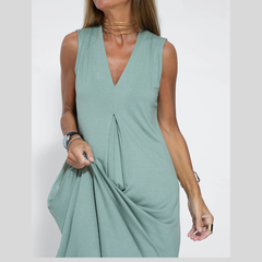 Full Size V-Neck Sleeveless Maxi Dress with Slit Plus Size