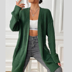 Open Front Drop Shoulder Cardigan