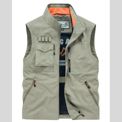Men's Plus Size Multi-Pocket Zip Up Vest