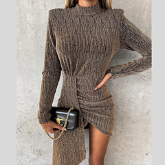 Heathered Mock Neck Long Sleeve Mini Dress