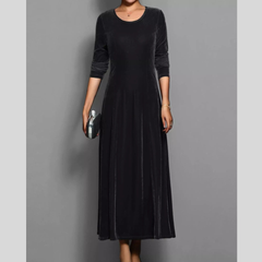 Elegant Velvet Long Sleeve Fit & Flare Dress