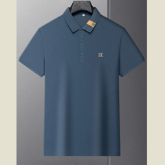 Men's Plus Size Short Sleeve Polo with Embroidered Accents