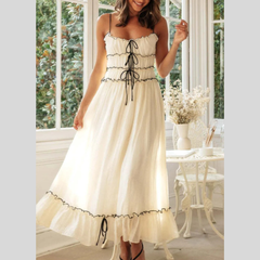 Frill Tied Front Midi Cami Dress