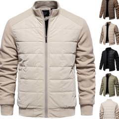 Fashion Stitching Coat Winter Personality Stand Collar Zipper Jacket Men's Clothing