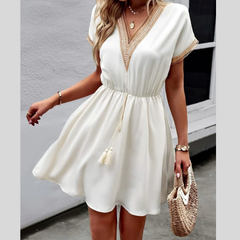 V-Neck Short Sleeve Mini Dress