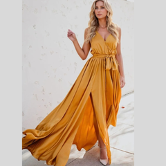 Surplice Tie Waist Maxi Dress