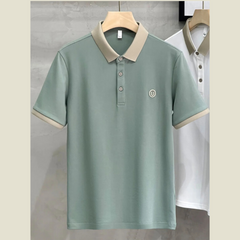 Men's Plus Size Breathable Short Sleeve Contrast Polo
