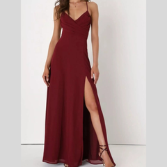 Crisscross Back Slit Maxi Dress
