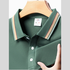 Men's Plus Size Classic Striped Collar Polo Shirt