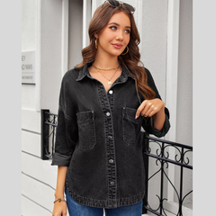 Vintage Wash Button-Down Denim Jacket