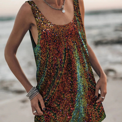 Sequin Scoop Neck Mini Dress