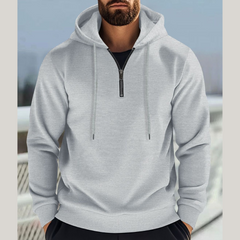 Men's Full Size Quarter Zip Long Sleeve Drawstring Hoodie Plus Size