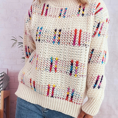 Colorful Round Neck Long Sleeve Sweater
