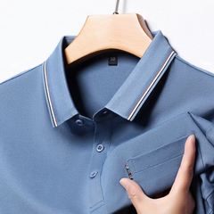 Men's Plus Size Classic Business Casual Striped Collar Polo Shirt
