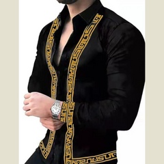 Men's Full Size Stand Collar Long Sleeve Shirt Plus Size