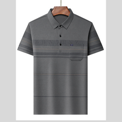 Men's Plus Size Striped Short Sleeve Polo