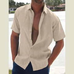 Short Sleeve Men's Shirt â€?Big Size Button Front Top