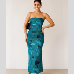 Printed Side Slit Tube Dress