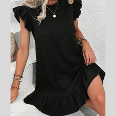 Plus Size Ruffle Hen Cap Sleeve Mini Dress