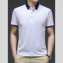 Men's Plus Size Contrast Striped Collar Short Sleeve Polo