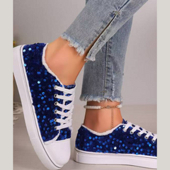 Sequin Round Toe Flat Sneakers