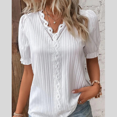 Full Size Lace Detail V-Neck Blouse Plus Size