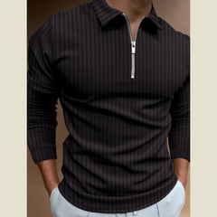 Men's Full Size Collared Neck Long Sleeve Polo Plus Size