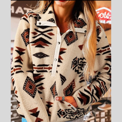 Western Aztec Half Zip Plush Sweatshirt
