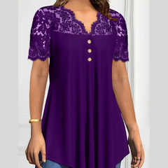Lace Panel Short Sleeve Blouse