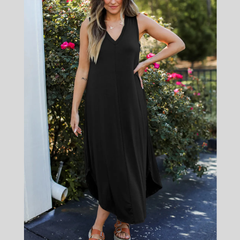 Full Size V-Neck Midi Tank Dress