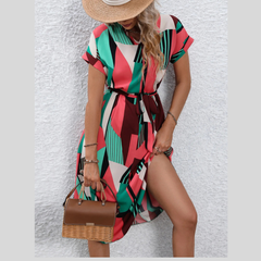 Tie Waist Short Sleeve Dress