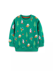 Children's Christmas Snowman Print Round Neck Sweatshirt