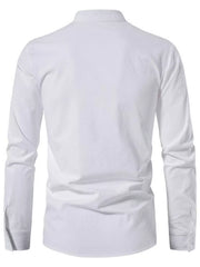 Men's Full Size Casual Lace-Up Long Sleeve Shirt Plus Size