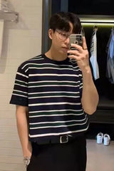 Men's Plus Size Casual Striped Short Sleeve T-Shirt