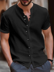 Men's Plus Size Short Sleeve Button-Up Shirt