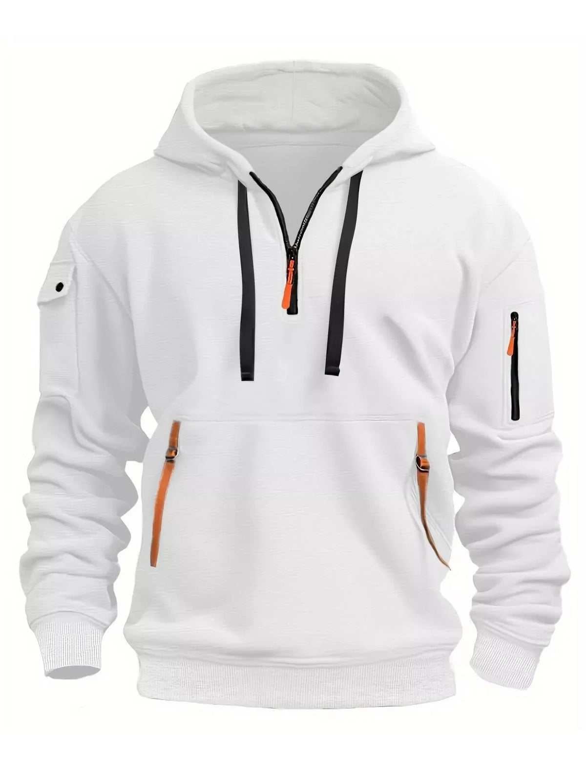 Men's Full Size Drawstring Half-Zip Pocket Hoodie Plus Size